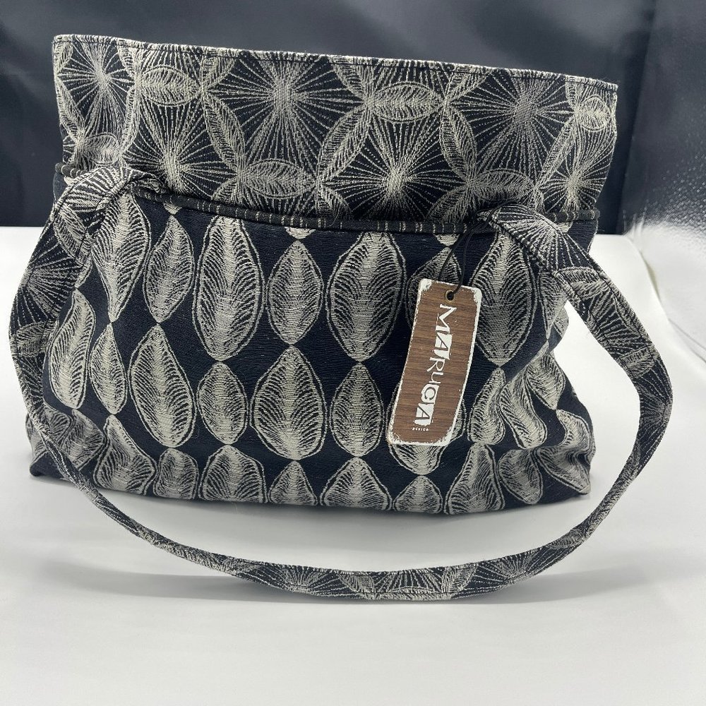 Maruca Black and Silver Jacquard Handbag
